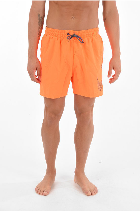 Nike Swim Shorts Swimsuit With Side Logo-print In Orange