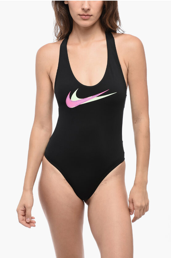 Shop Nike Swim Solid Color One-piece Swimsuit With Crossed Straps