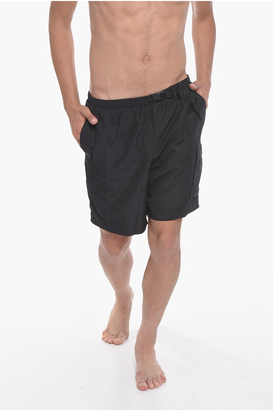 Nike Swim Solid Color Swim Shorts With Belt In Black