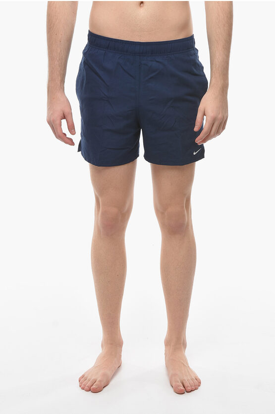 Nike Swim Solid Color Swim Shorts With Embroidered Logo In Blue