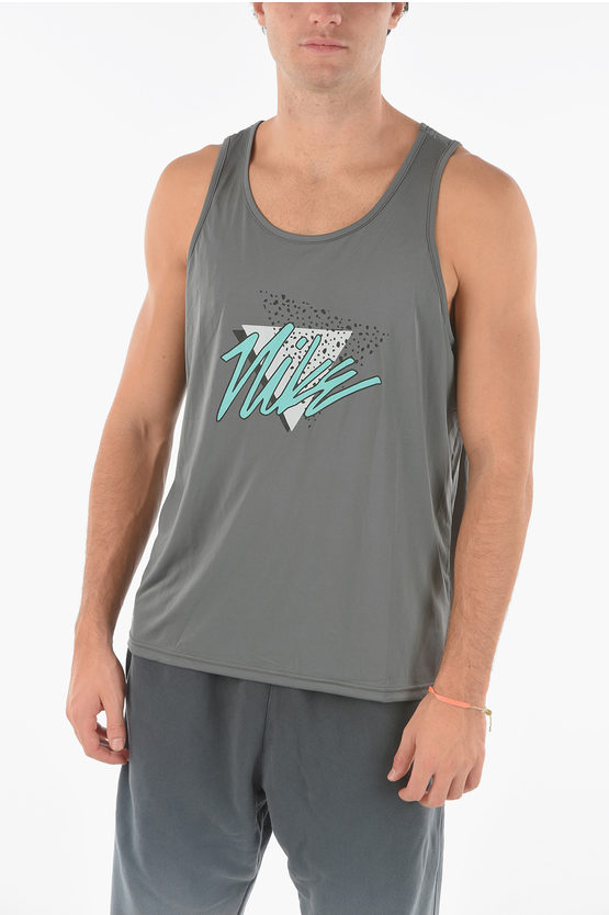 Nike Swim Tank Top With Logo-print In Gray
