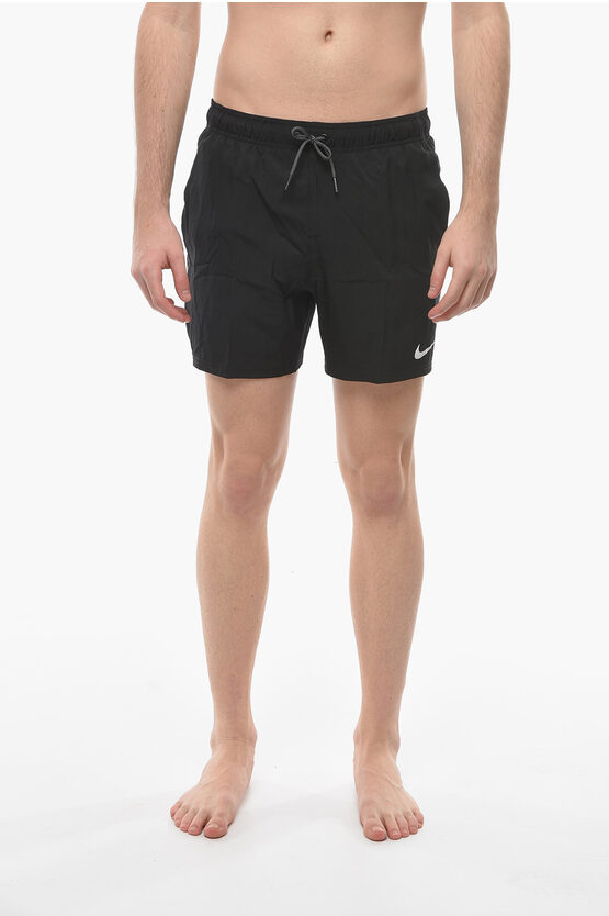 Nike Swim Two-tone Swim Shorts With Drawstring Waist In Black