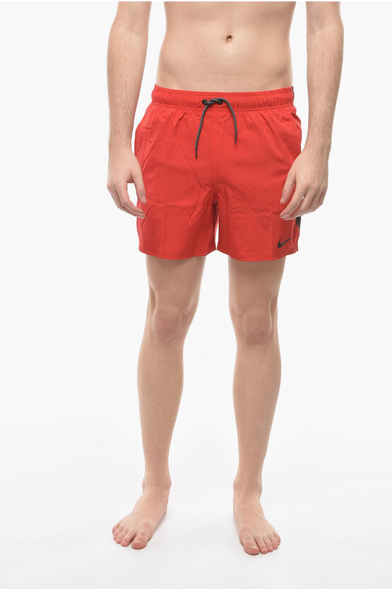 Nike Swim Two-tone Swim Shorts With Drawstring Waist In Orange