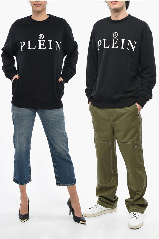 Philipp Plein Switzerland Crew-neck Sweatshirt With Contrasting Logo In Black