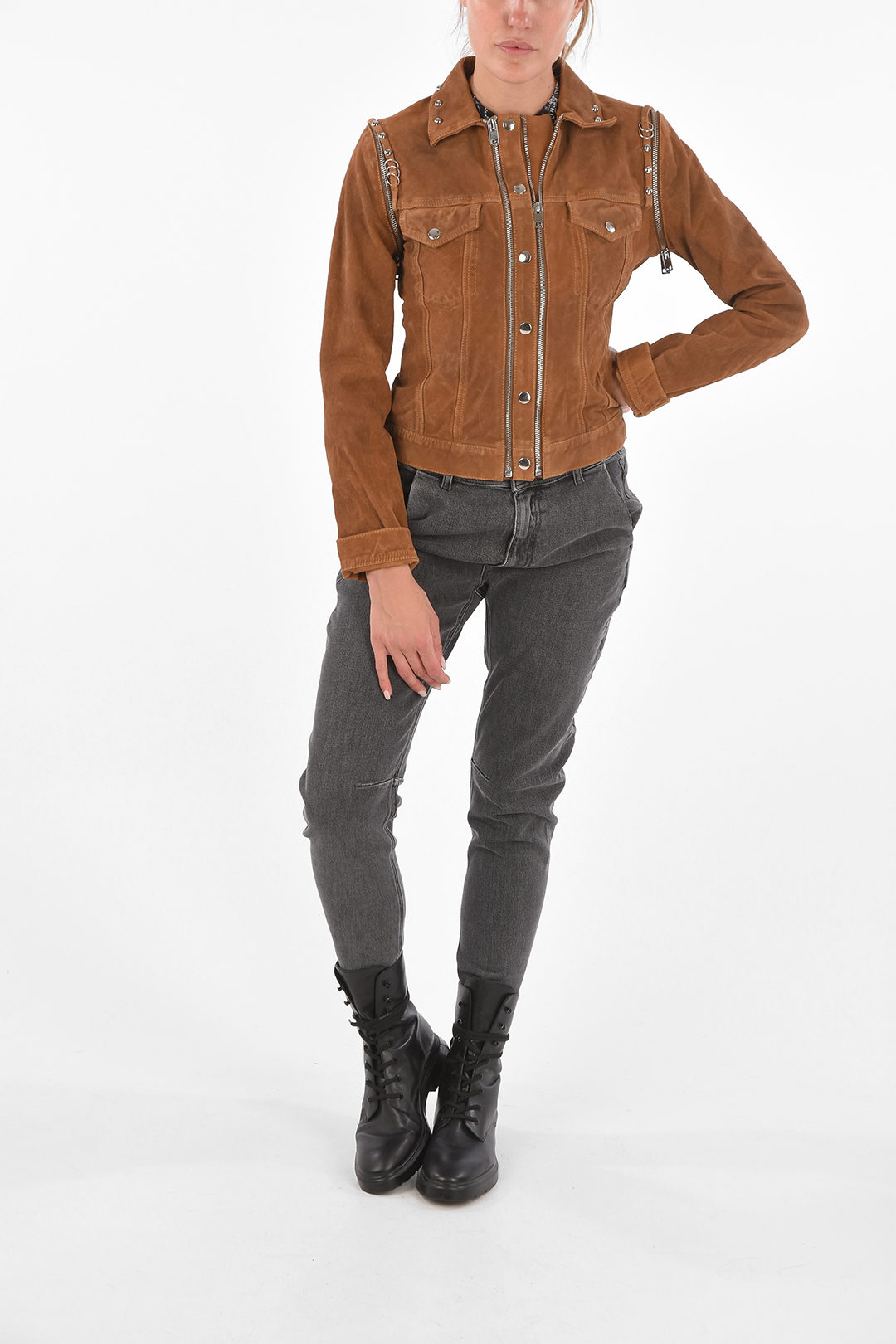 diesel perforated leather jacket