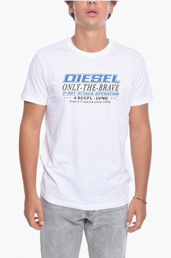 Diesel T-diegos-k20 T-shirt With Lettering Print In White