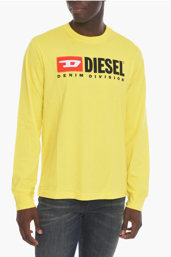 Diesel T-just T-shirt With Embroidered Logo In Yellow