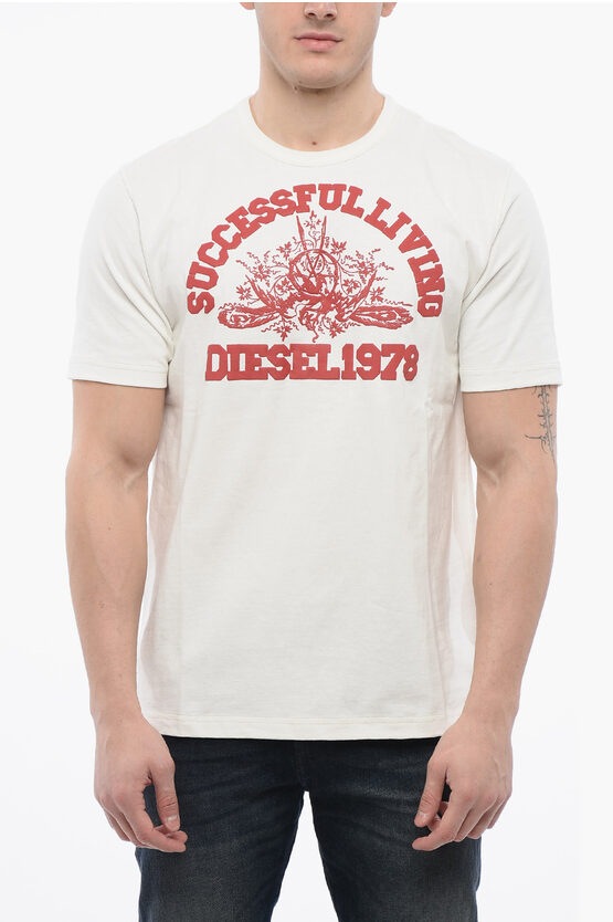 Diesel Justin T-shirt With Logo Print In White