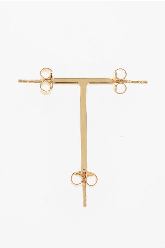 D'heygere T-shaped Golden-effect Silver Single Earrings