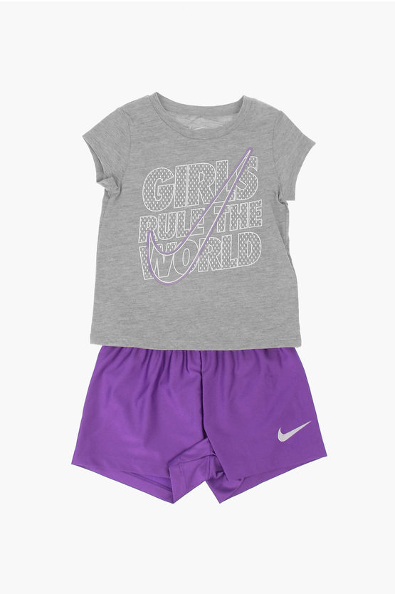Nike T-shirt And Shorts Set In Gray