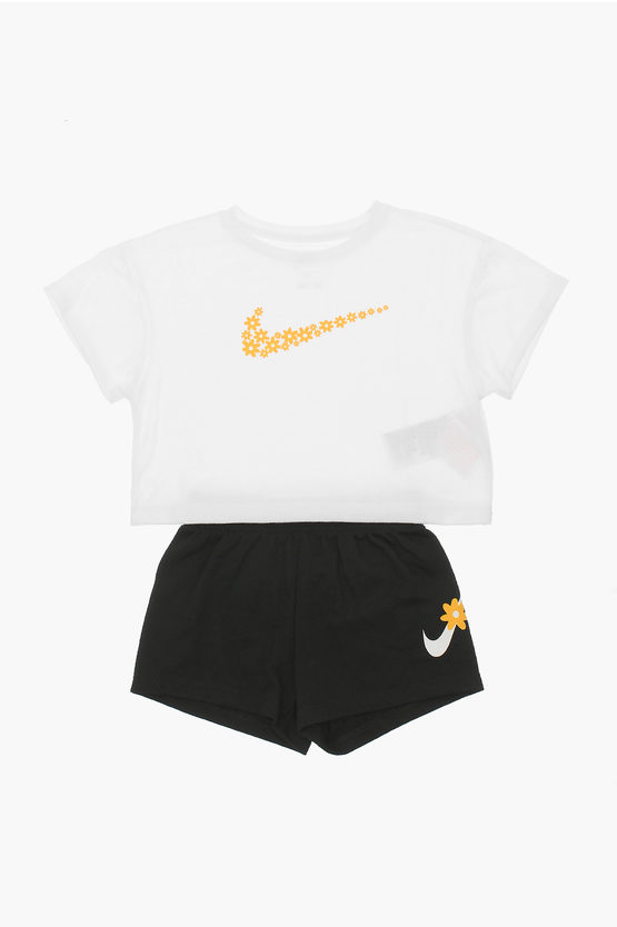 Nike Kids' T-shirt And Shorts Sport Daisy Set In White