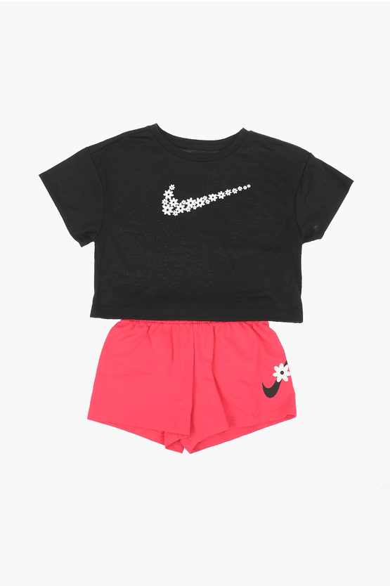 Nike Kids' T-shirt And Shorts Sport Daisy Set In Black