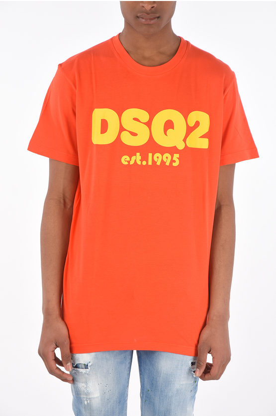 Dsquared2 T-shirt Crew-neck Cool Fit With Front Print In Orange