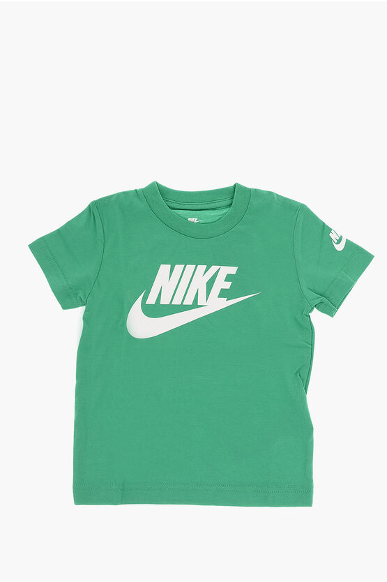 T-Shirt Girocollo con Stampa a Contrasto