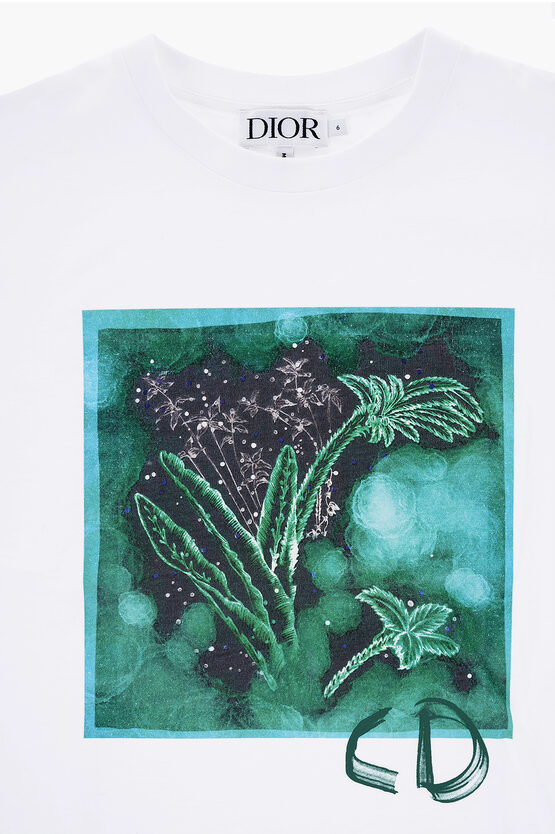 T-shirt Girocollo in Cotone con Stampa Frontale