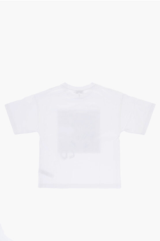 T-shirt Girocollo in Cotone con Stampa Frontale