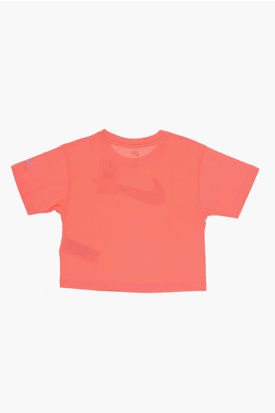 T-Shirt Girocollo in Tinta Unita con Logo Lurex