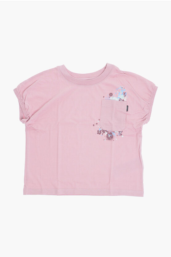 T-shirt Girocollo RELAXED BOXY con Taschino e Stampa Fiori