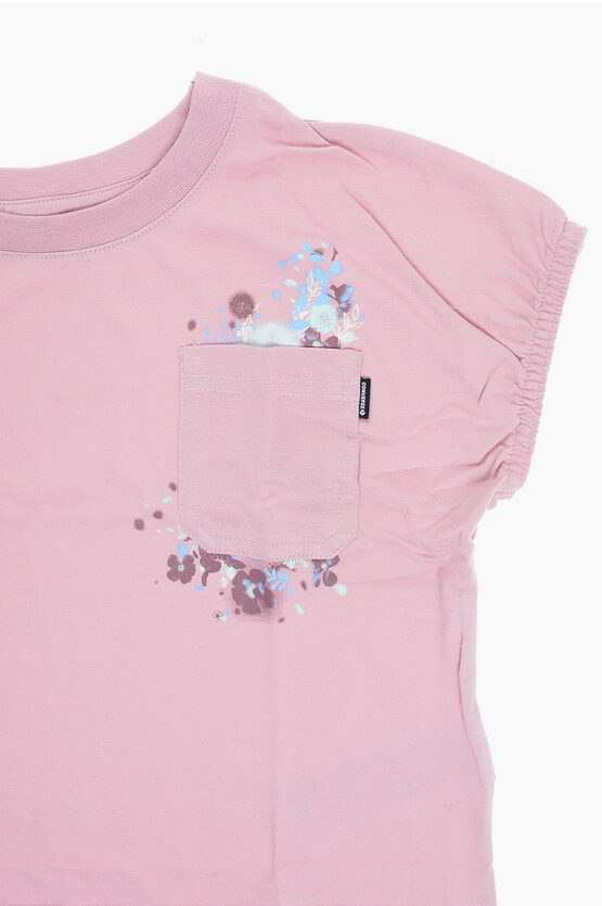 T-shirt Girocollo RELAXED BOXY con Taschino e Stampa Fiori