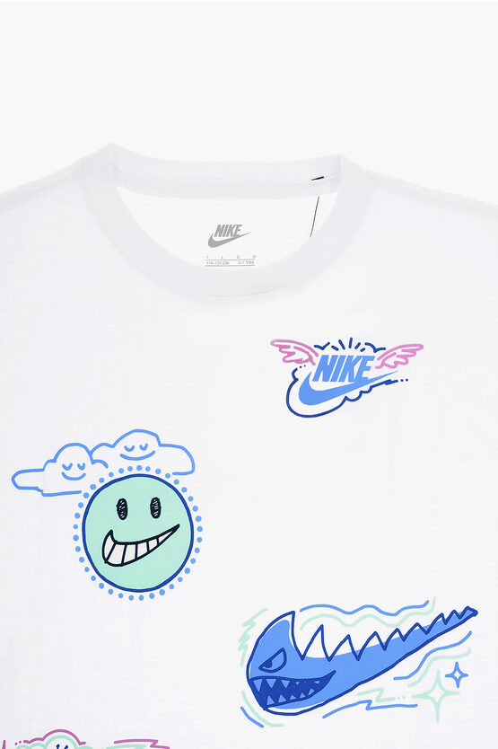 T-Shirt Girocollo Stampata a Manica Lunga