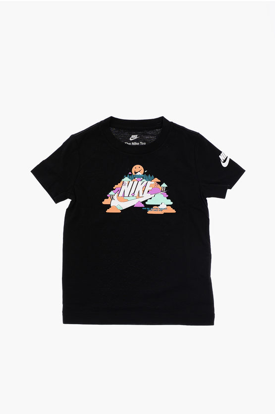 T-Shirt HAPPY CLOUD Girocollo con Stampa sul Fronte