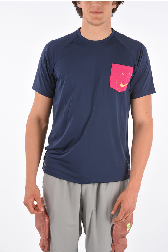 Nike T-shirt With Breast Pocket In Blue