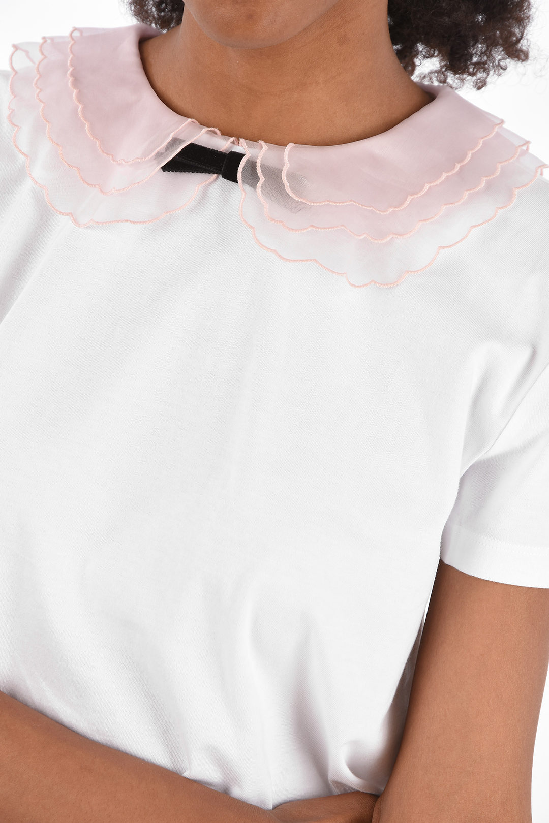 Tシャツ・カットソー MIU MIU Perforated cachemire and silk top Perforated cashmere and silk top – Choosh