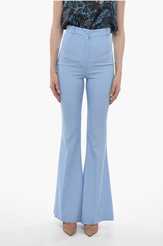 Hebe Studio Tailored Bianca Bootcut Pants With Hidden Closure In Blue