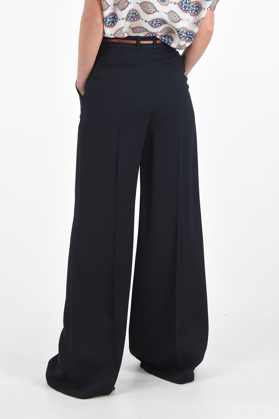Chloe Tailored High-waisted Wide-leg Pants with Contrasting Belt women -  Glamood Outlet