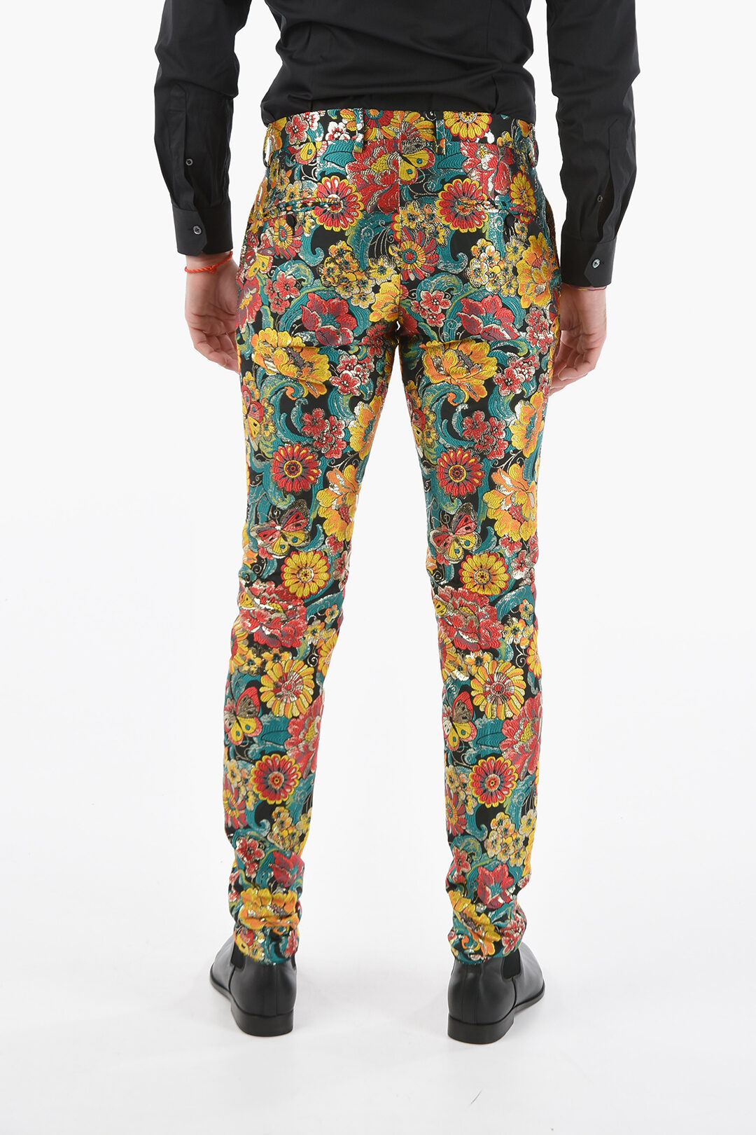 Dolce & Gabbana Tailored Jacquard-lurex Pants with Floral
