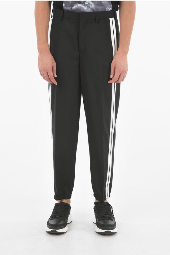 Neil Barrett Tailored Pants With Satin Double Side Bands In Black