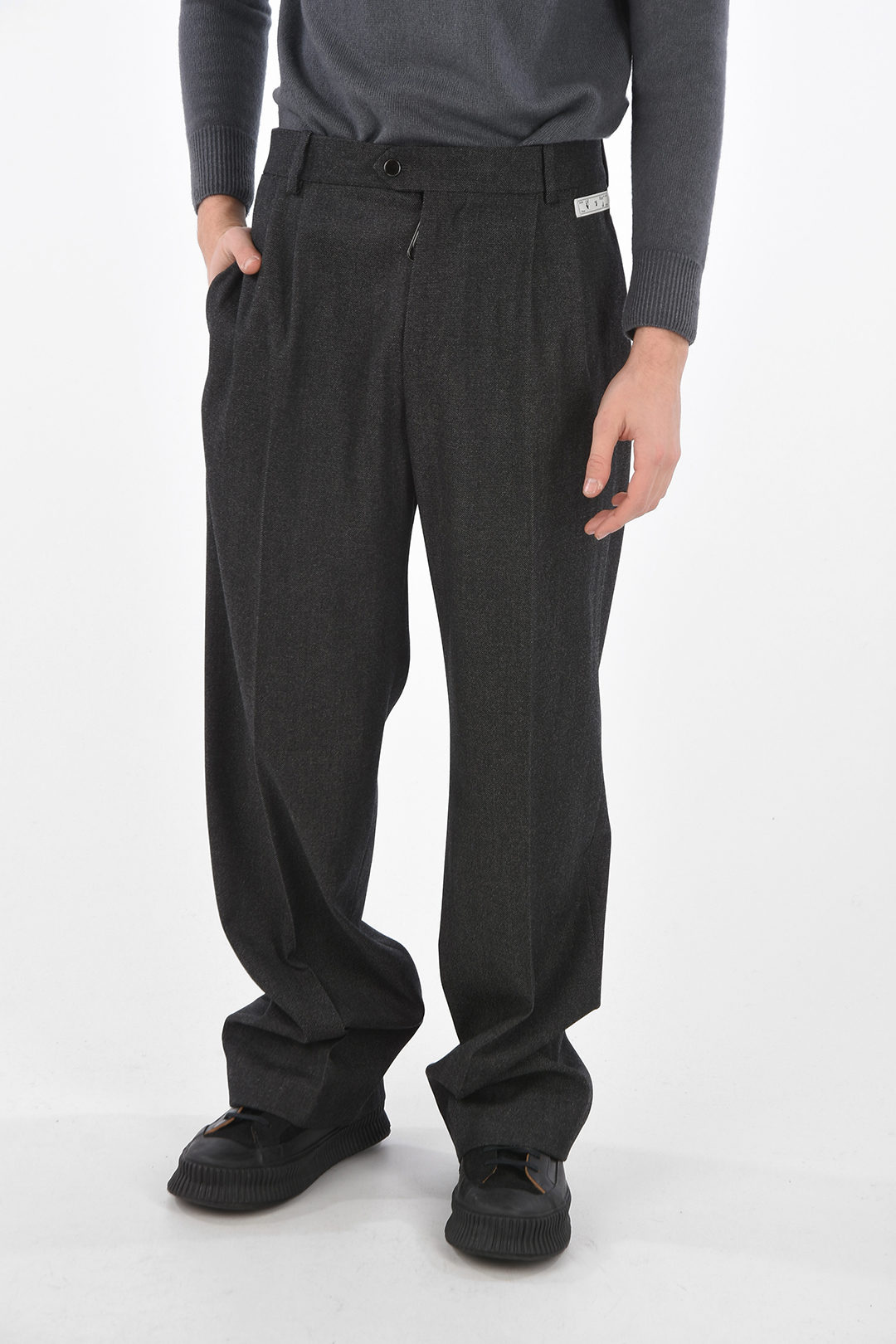 Parages Double Pleats Wool Pants in Dark Grey Melange | Wallace Mercan –  Wallace Mercantile Shop