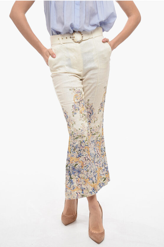 Shop Zimmermann Tama Flared Pants With Floral Pattern