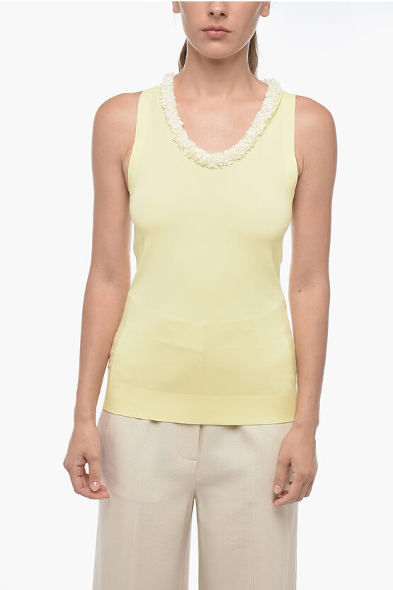 Shop Jil Sander Tank Top With Sequined Crewneck