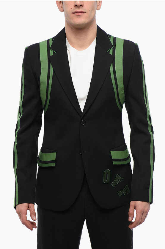 Off-white Tape Detailed Formal Vars Wool Blazer