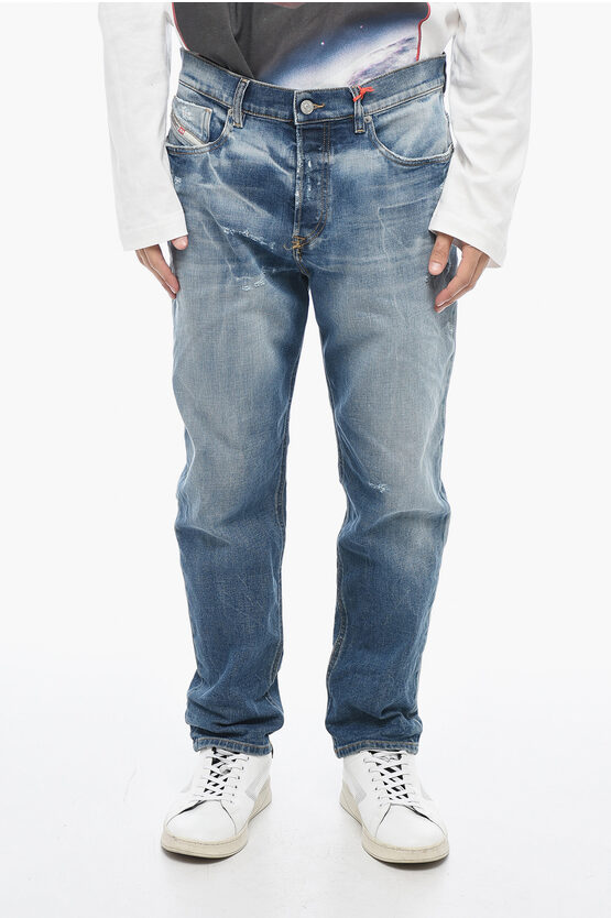 Shop Diesel Tapered D-fining Denims With Tearing L.32