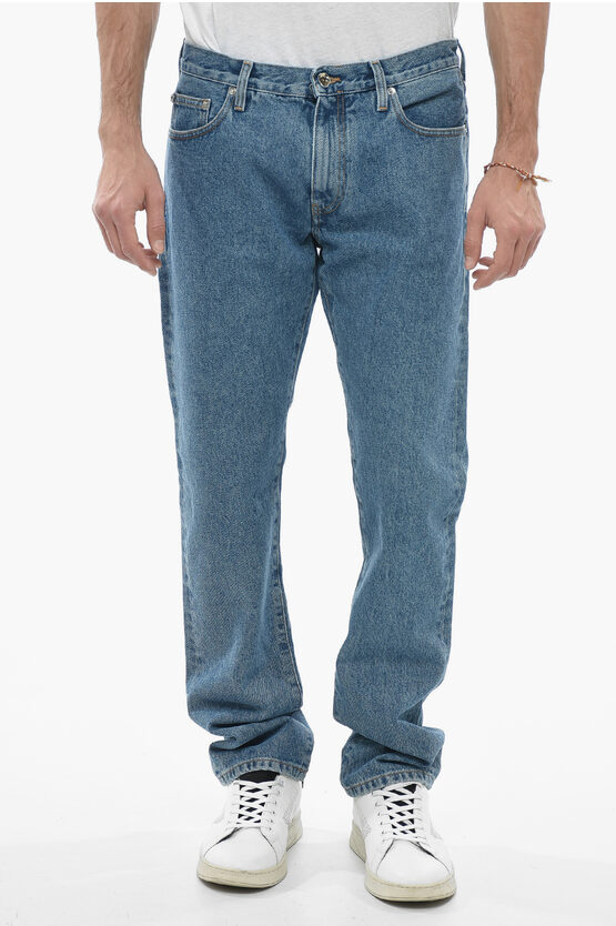 Off-white Tapered Fit Denims With Arrow Print In Blue