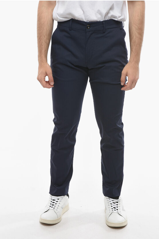 Cruna Tapered Fit Marais Pants With Flap Pockets In Blue