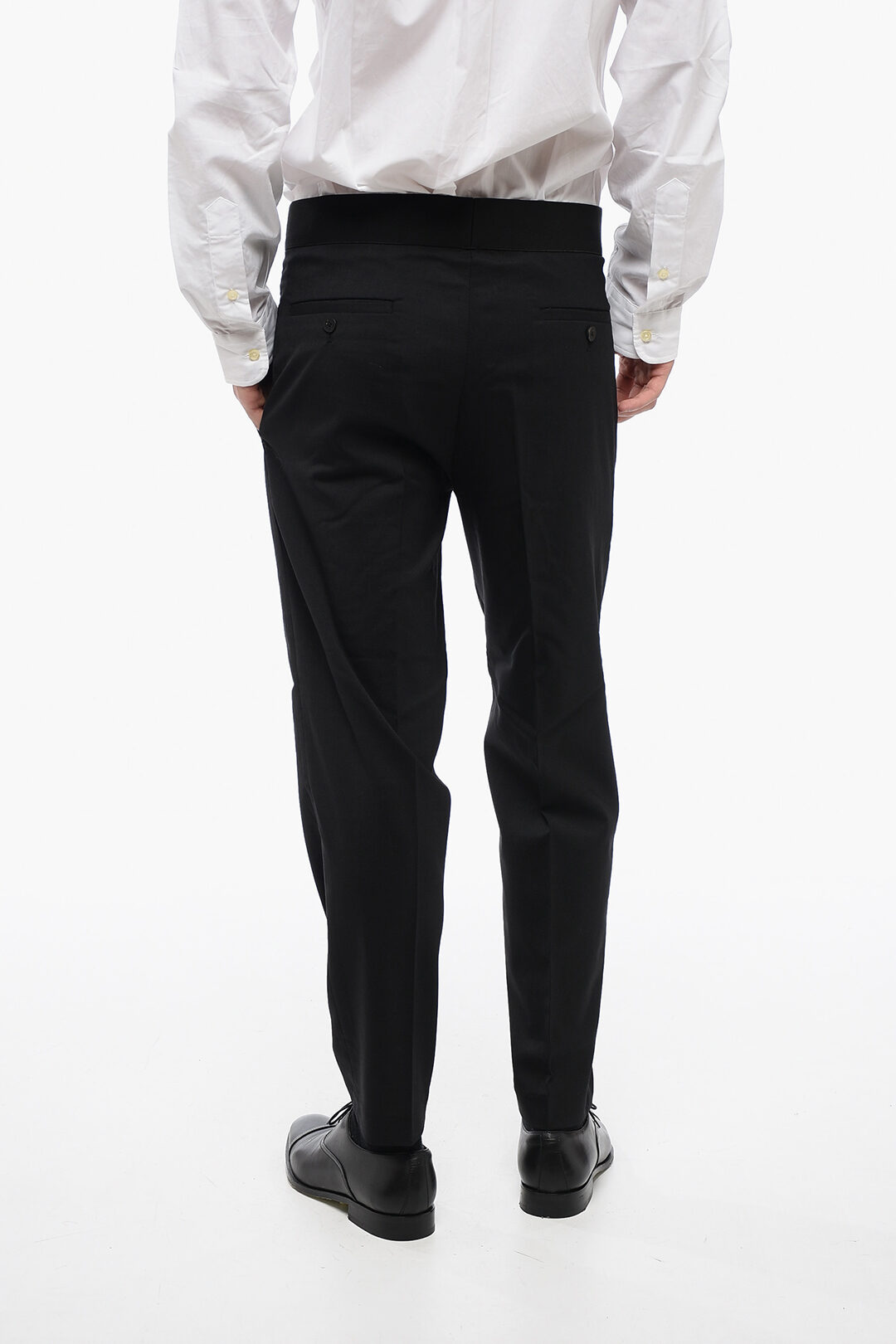 Neil Barrett Tapered Fit Virgin Wool Blend Pants with Double Pleat