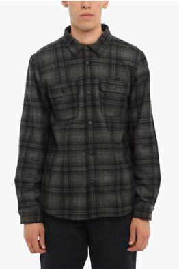 Paccbet Plaid Motif Button-Down Collar Shirt with Double Breast