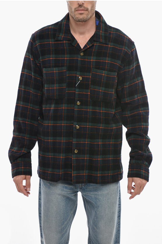 Shop Woolrich Tartan Checked Wool And Nylon Overshirt