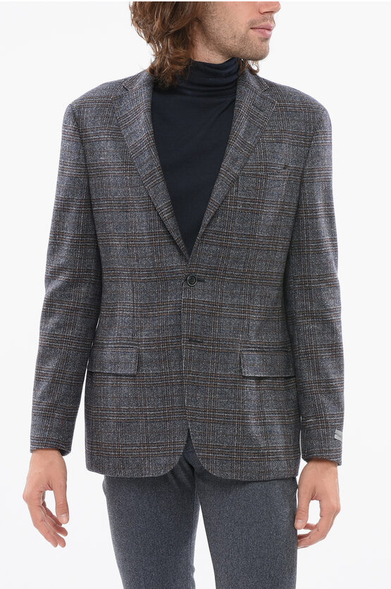 Nino Danieli Tartan Half-lined Wool Blazer With Flap Pockets