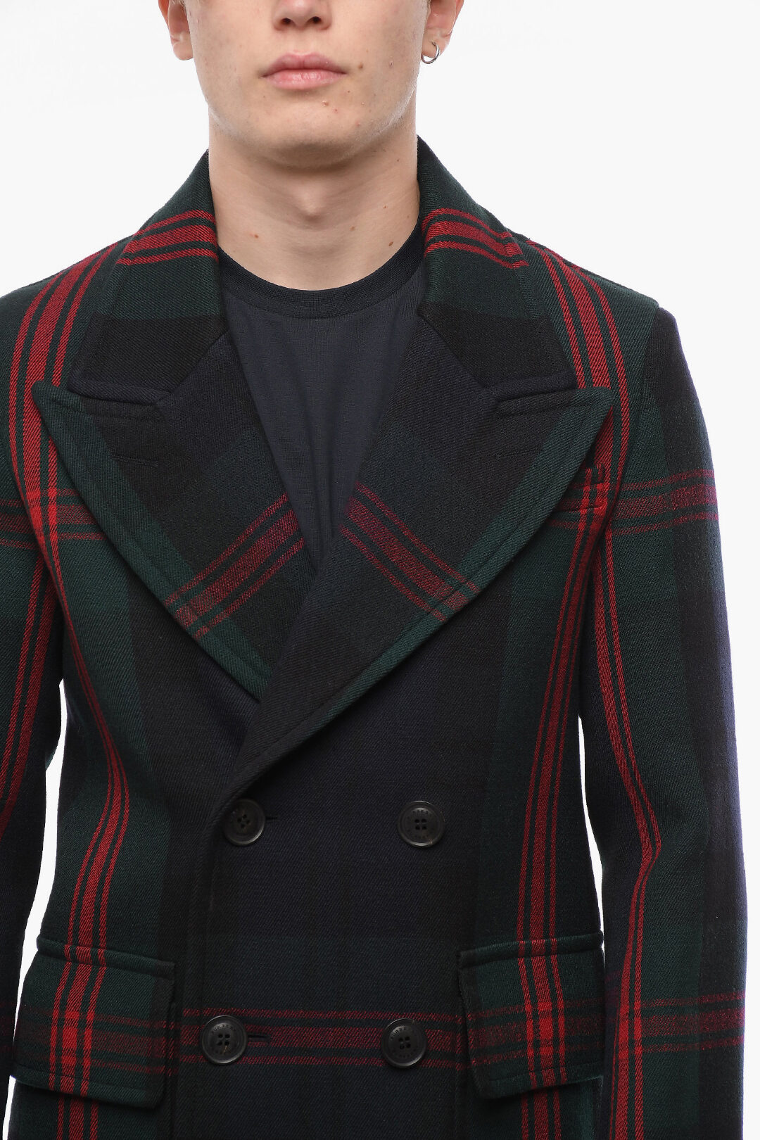 Burberry Tartan Motif Double breasted Wool Coat men Glamood Outlet