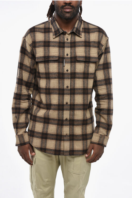 Dsquared2 Tartan Patterned Flannel Shirt In Brown