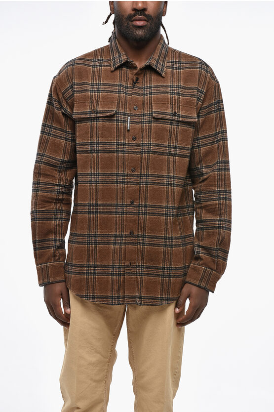 Dsquared2 Tartan Patterned Flannel Shirt In Brown