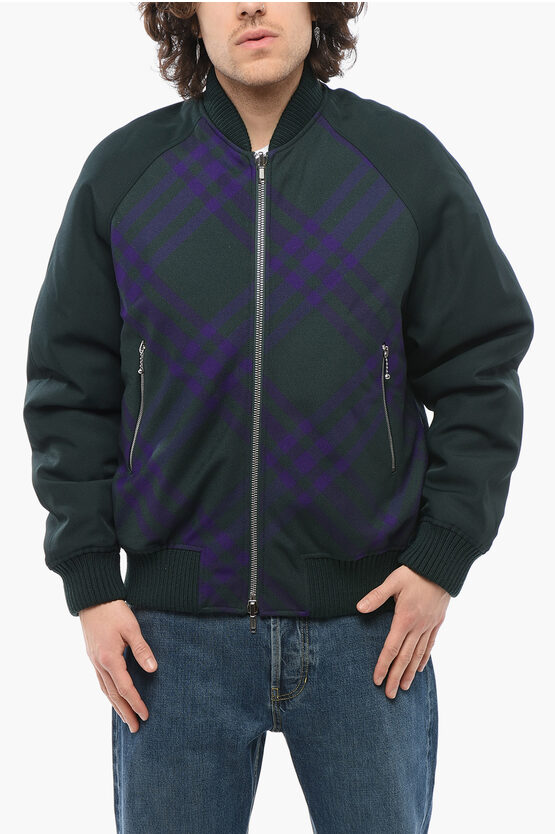 Shop Burberry Tartan Patterned Reversible Bomber Jacket
