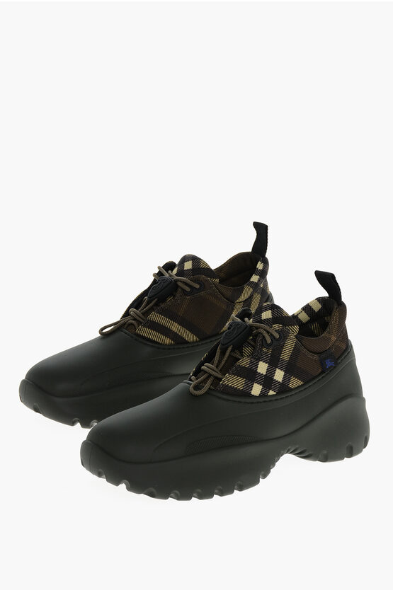 Burberry Checkered Pattern Chunky Sole Sneakers In Black