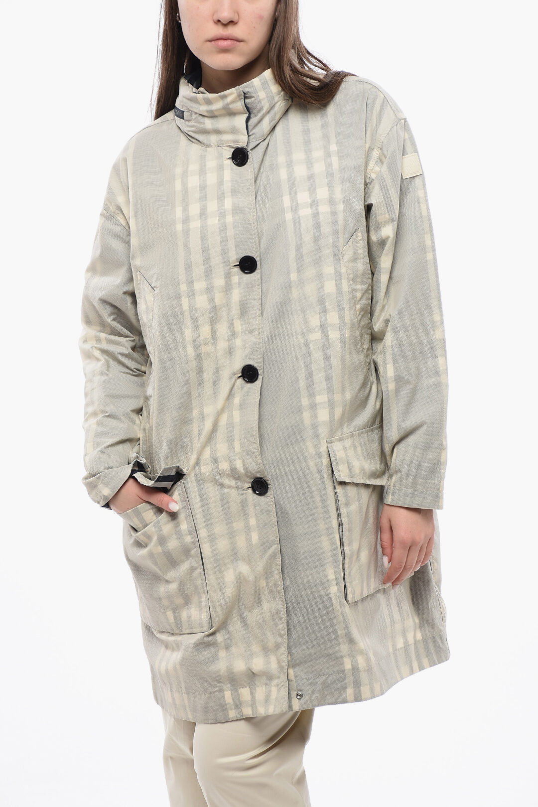 Woolrich Tartan PEONY Coat With Hidden Hood women Glamood Outlet