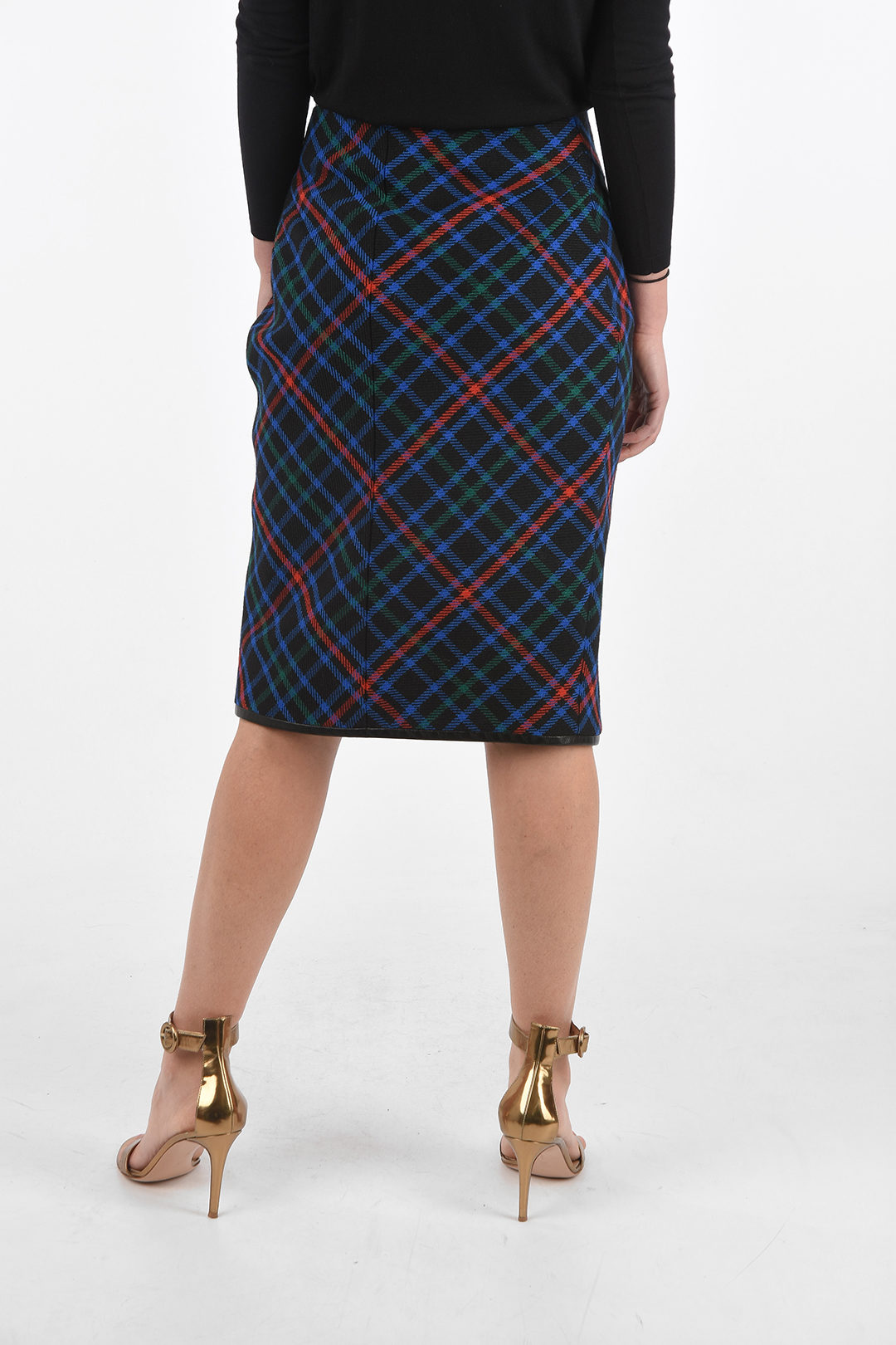 Saint Laurent Tartan Virgin Wool Longuette with Front Split and Jewel  Buttons women - Glamood Outlet