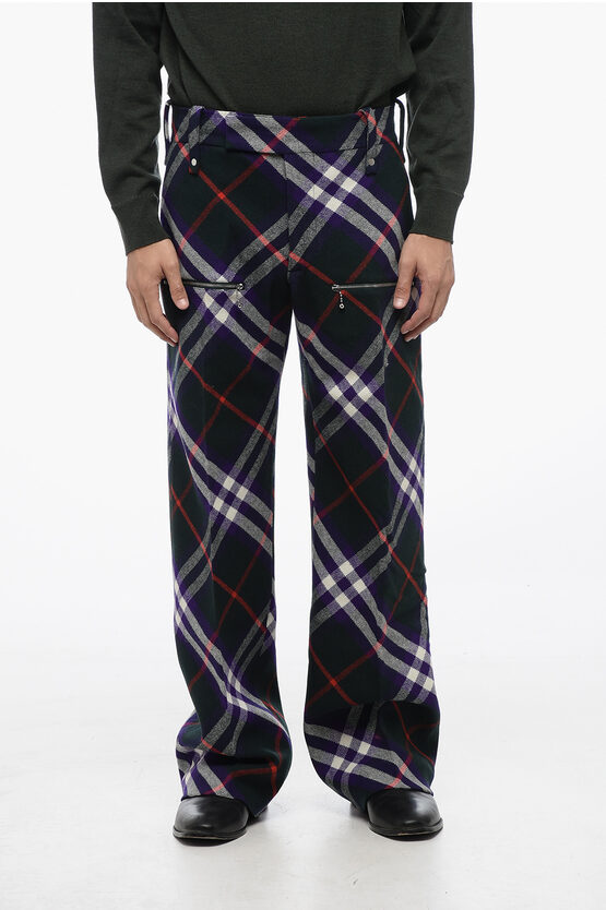 Shop Burberry Tartan Virgin Wool Multipocketed Pants